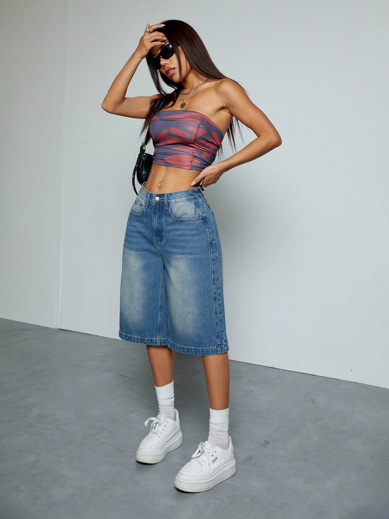 Short en jean à jambes droites