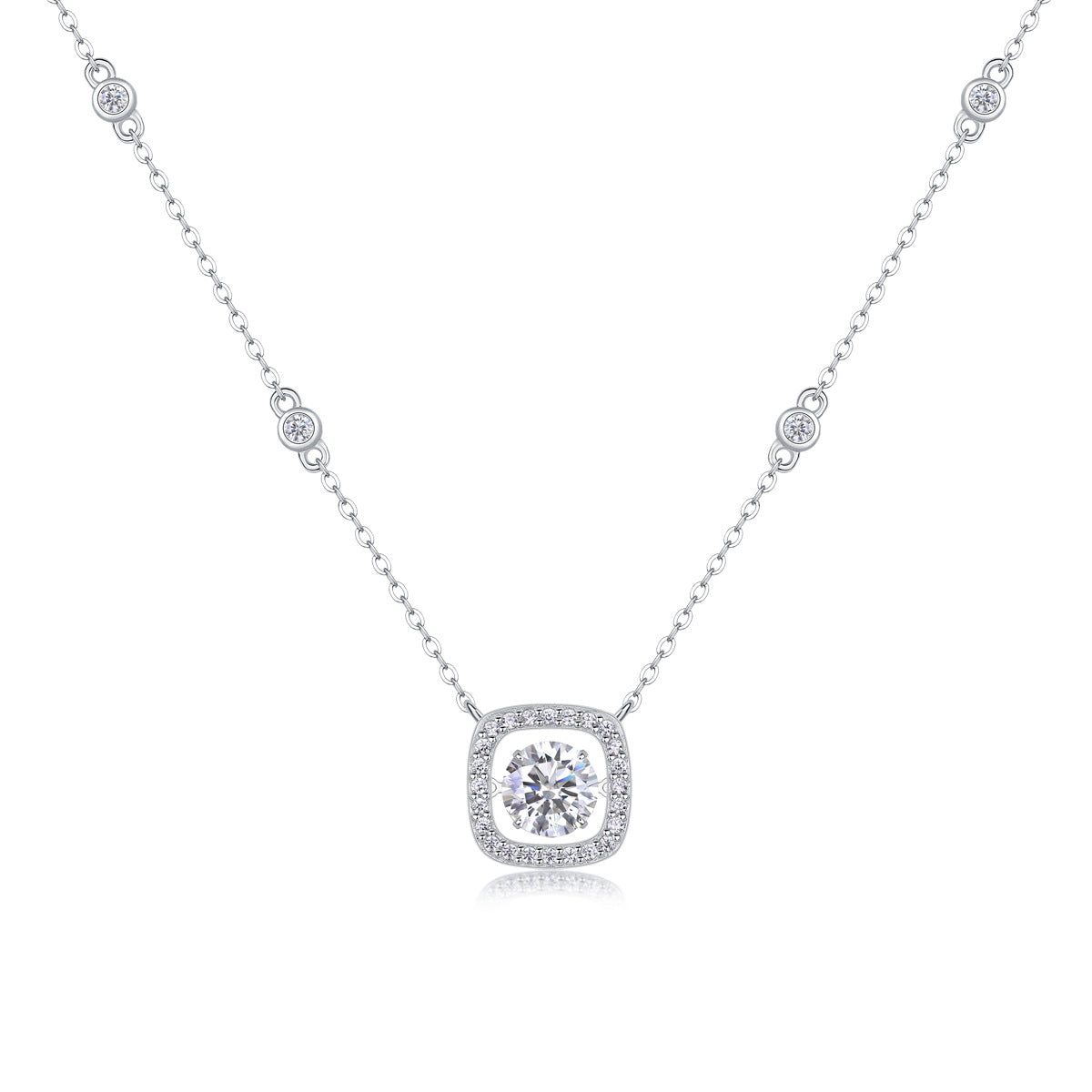 Collier pendentif géométrique en moissanite et argent sterling