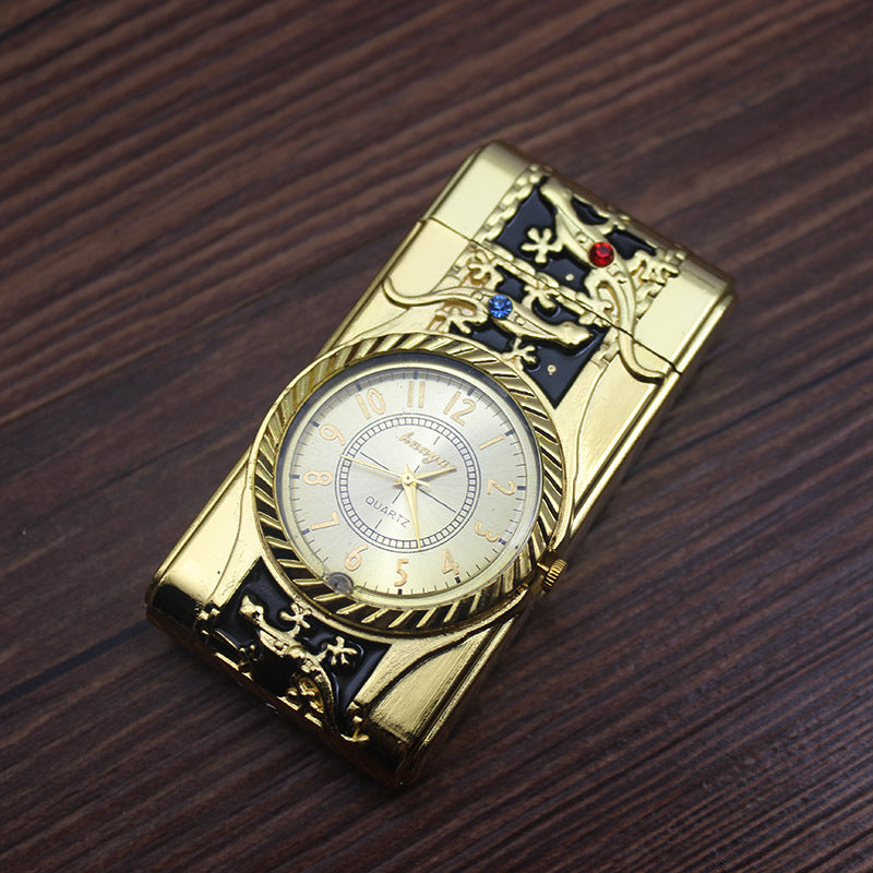 Briquet montre en métal créatif avec lumière LED