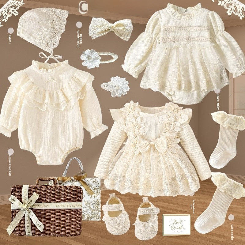 Ensemble robe en dentelle pour bébé fille avec accessoires