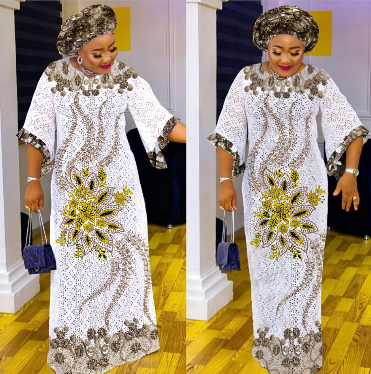 Robe longue ample à imprimé floral