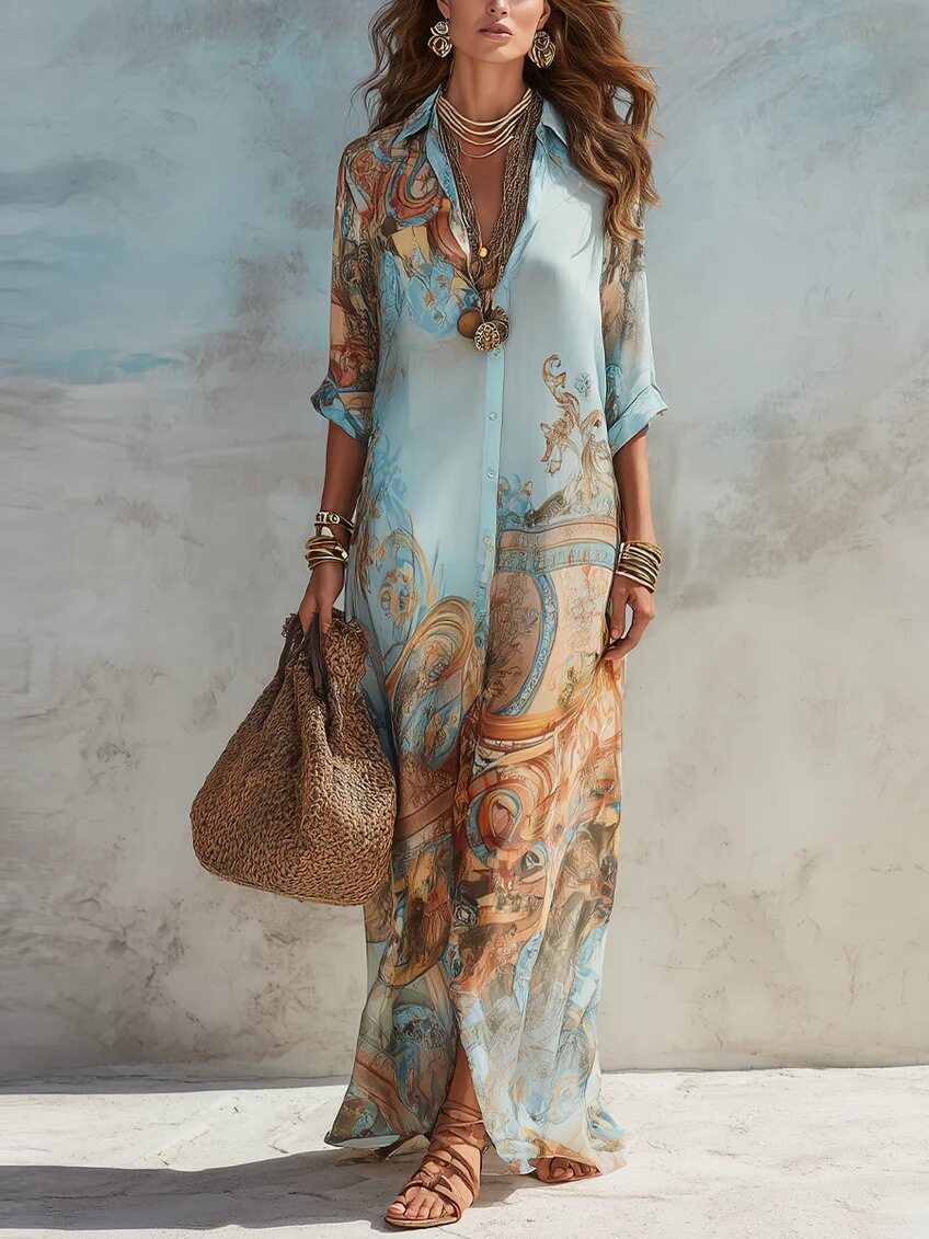Robe fluide à imprimé rétro