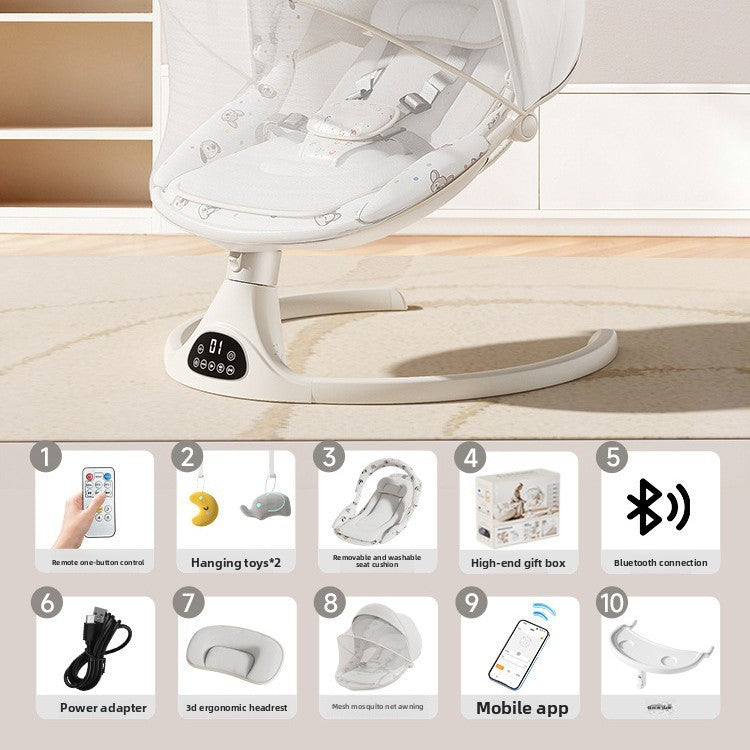 Fauteuil à bascule électrique pour bébé avec commande par application Bluetooth
