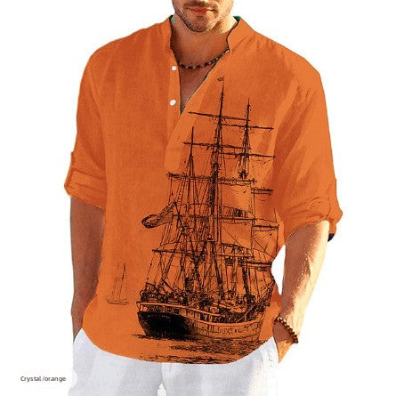 Chemise d'été à col montant imprimée