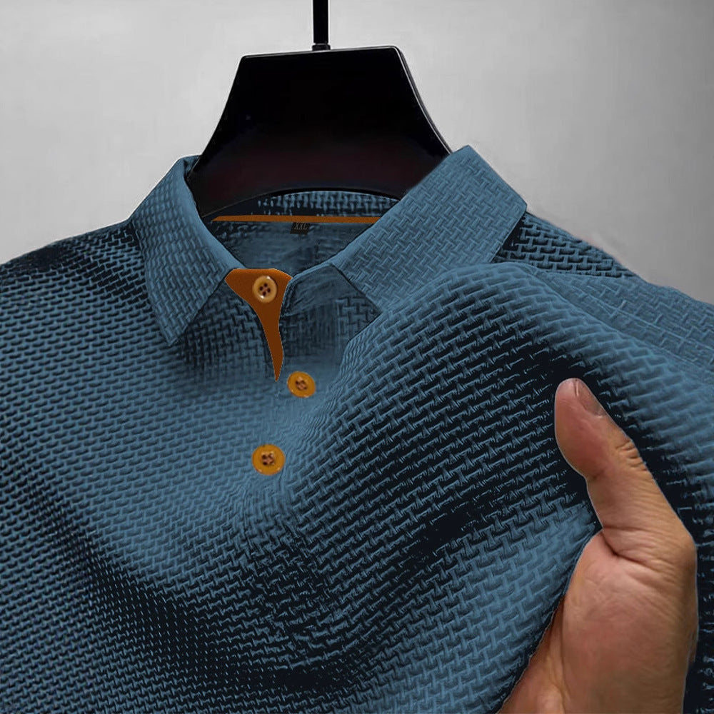 T-shirt à manches courtes en soie glacée pour homme, col rond, couleur unie d'été