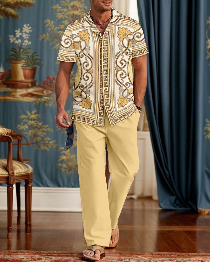 Costume décontracté pour hommes avec chemise et pantalon imprimés en 3D