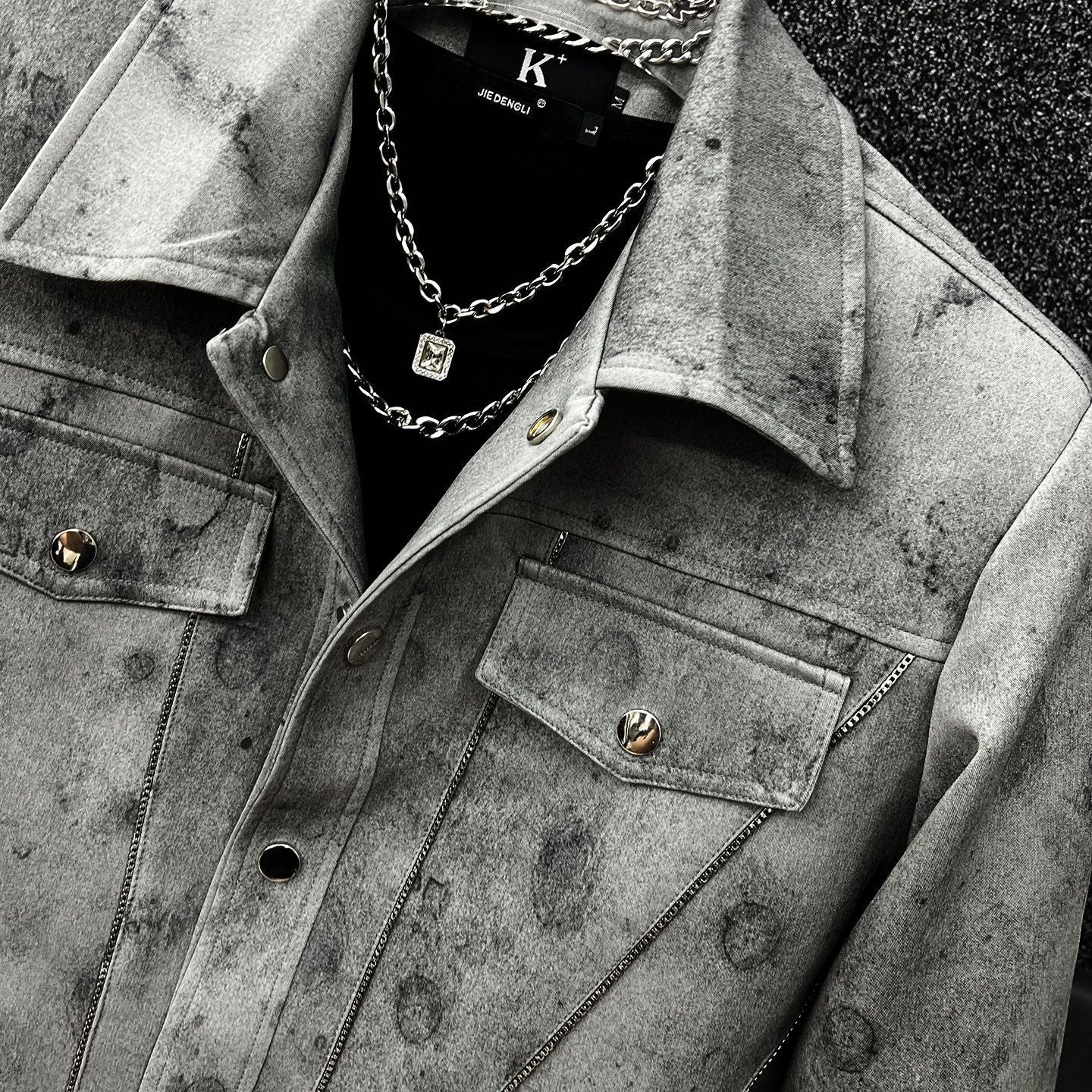 Veste courte rétro tie-dye pour hommes