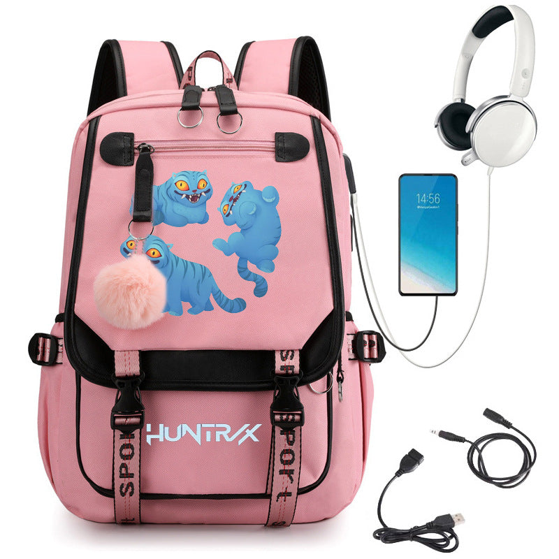 Sac à dos d'école avec motif cartoon et grande capacité