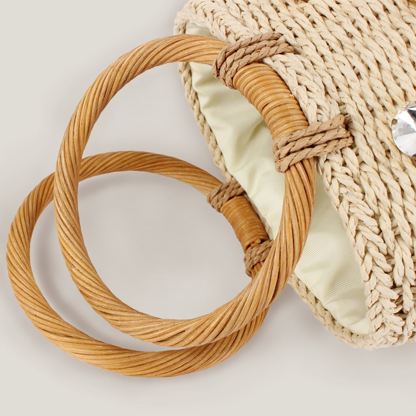 Sac cylindrique à main tissé en losange
