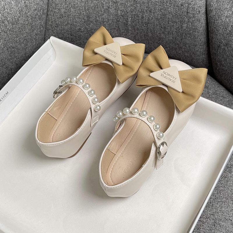 Ballerines à nœud et perles pour filles