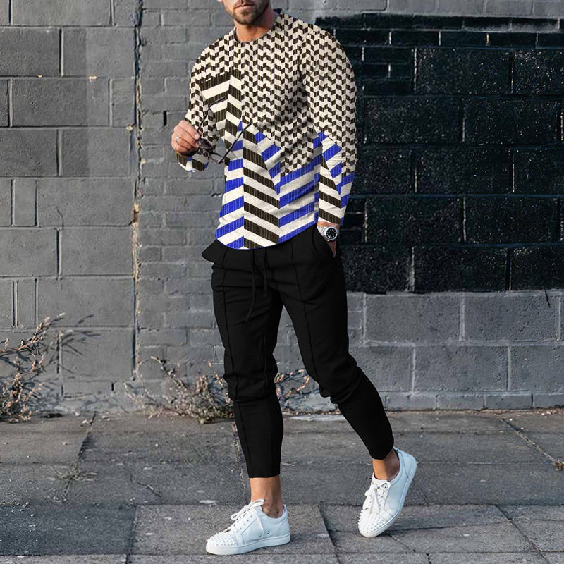 Ensemble pull et pantalon de survêtement décontracté pour homme, imprimé 3D