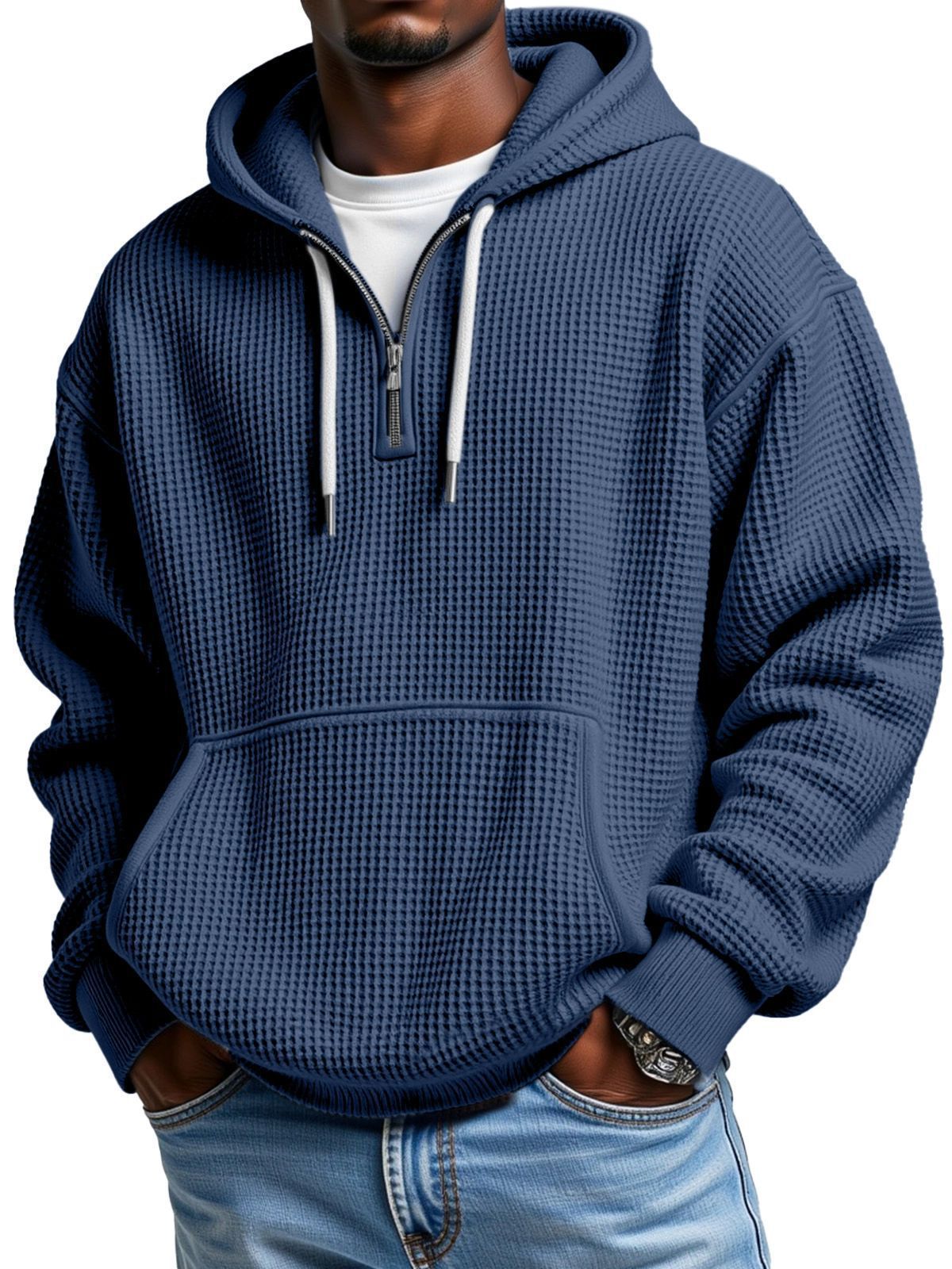 Sweat à capuche gaufré pour homme