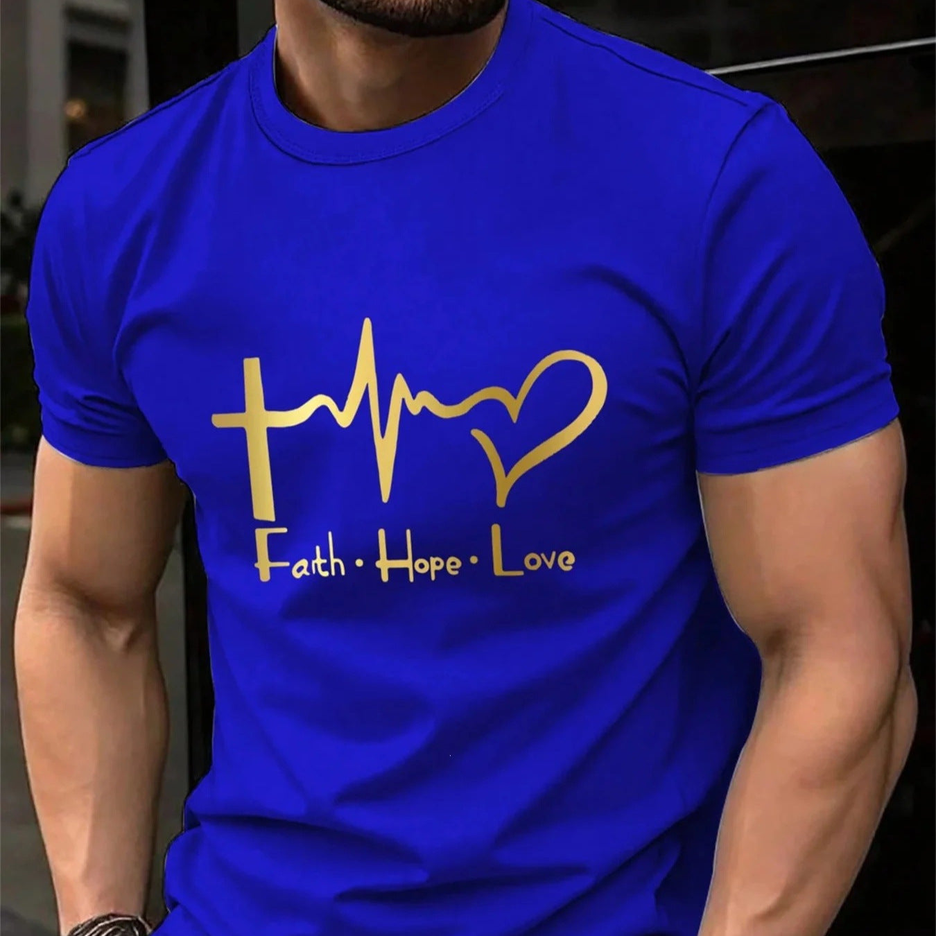 T-shirt homme en coton pur à manches courtes imprimé