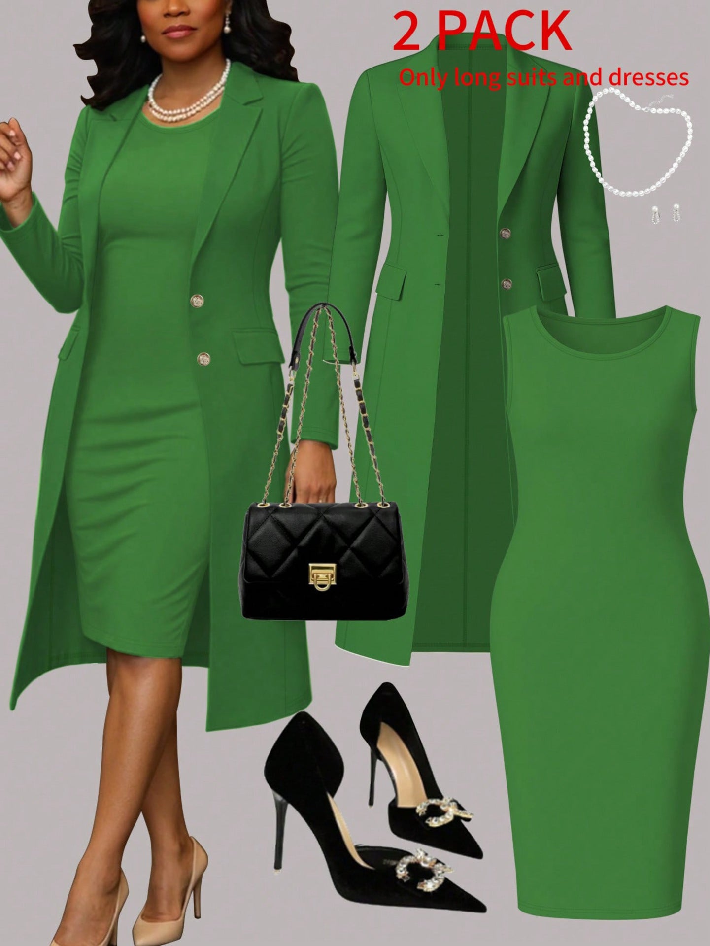 Ensemble pour femmes : costume à manches longues et robe sans manches