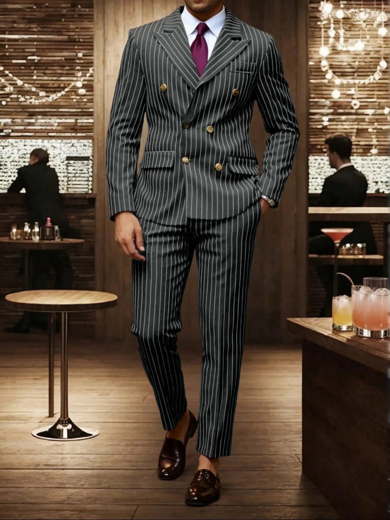 Ensemble costume rayé pour hommes