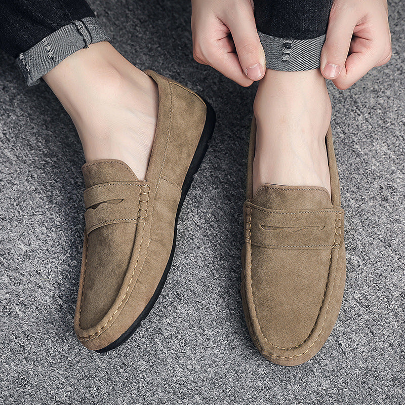 Chaussures décontractées en daim style britannique pour hommes à enfiler