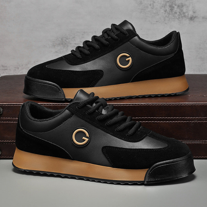 Chaussures décontractées en cuir à semelle épaisse