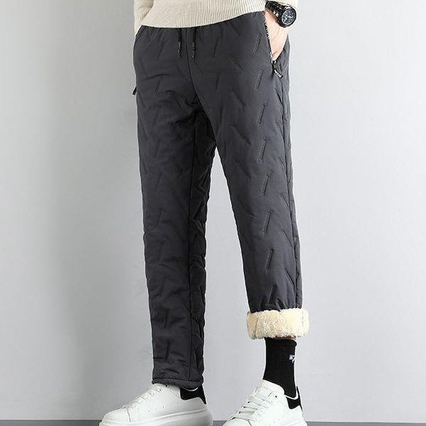 Pantalon d'hiver décontracté pour homme en mélange de laine d'agneau
