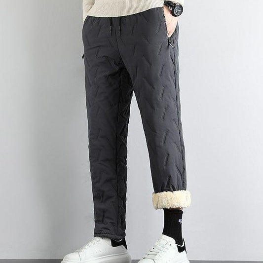 Pantalon d'hiver décontracté pour homme en mélange de laine d'agneau