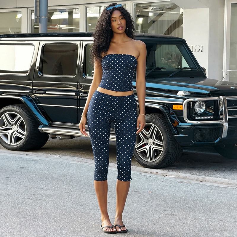 Haut tube à pois pour femmes et pantalon court