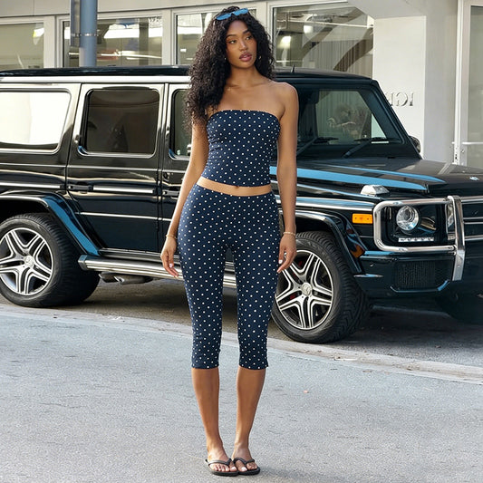 Haut tube à pois pour femmes et pantalon court