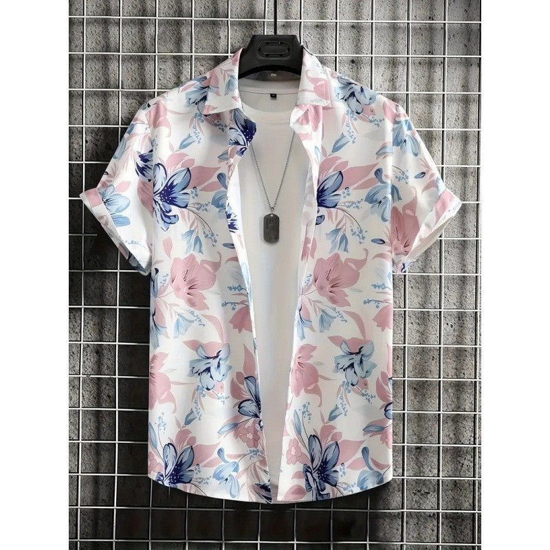 Chemise Homme Imprimée à Manches Courtes et Coupe Large