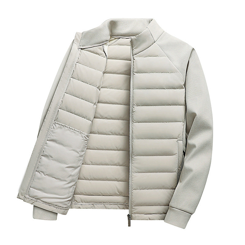Veste matelassée pour homme avec col montant en tricot et empiècement soudé