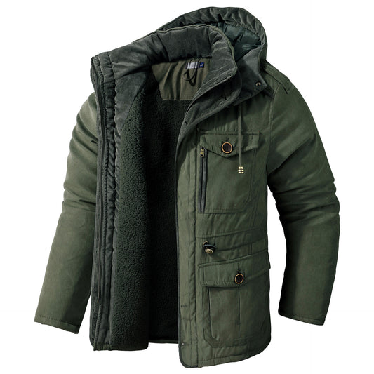 Veste en coton à capuche pour homme avec poches multiples