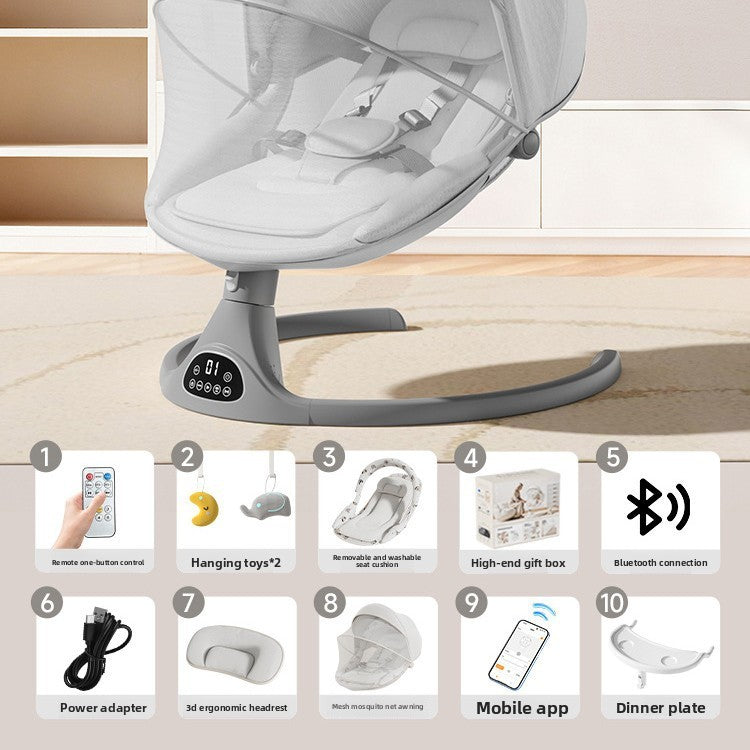 Fauteuil à bascule électrique pour bébé avec commande par application Bluetooth
