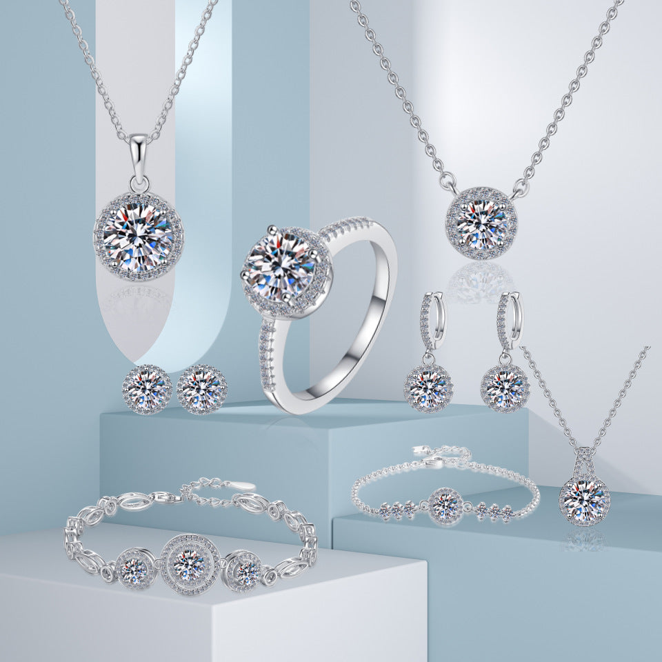 Ensemble de bijoux en argent sterling avec moissanite en forme de cercle géométrique