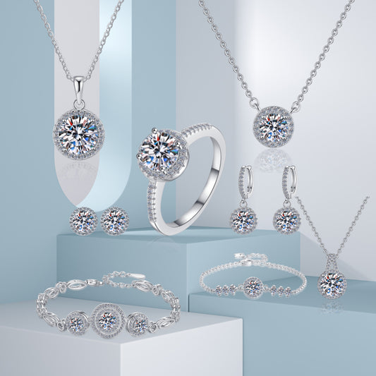 Ensemble de bijoux en argent sterling avec moissanite en forme de cercle géométrique