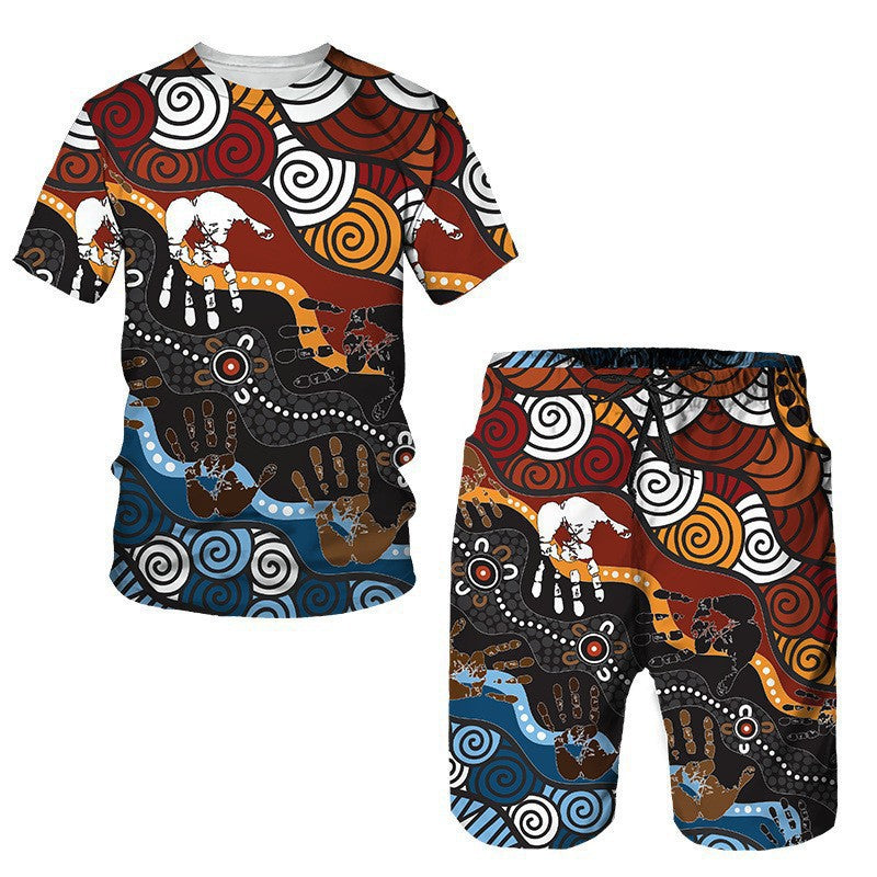 Ensemble T-shirt à manches courtes et short pour hommes en tissu africain