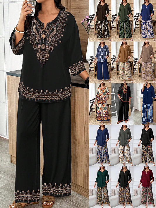 Ensemble chemise et pantalon à imprimé floral