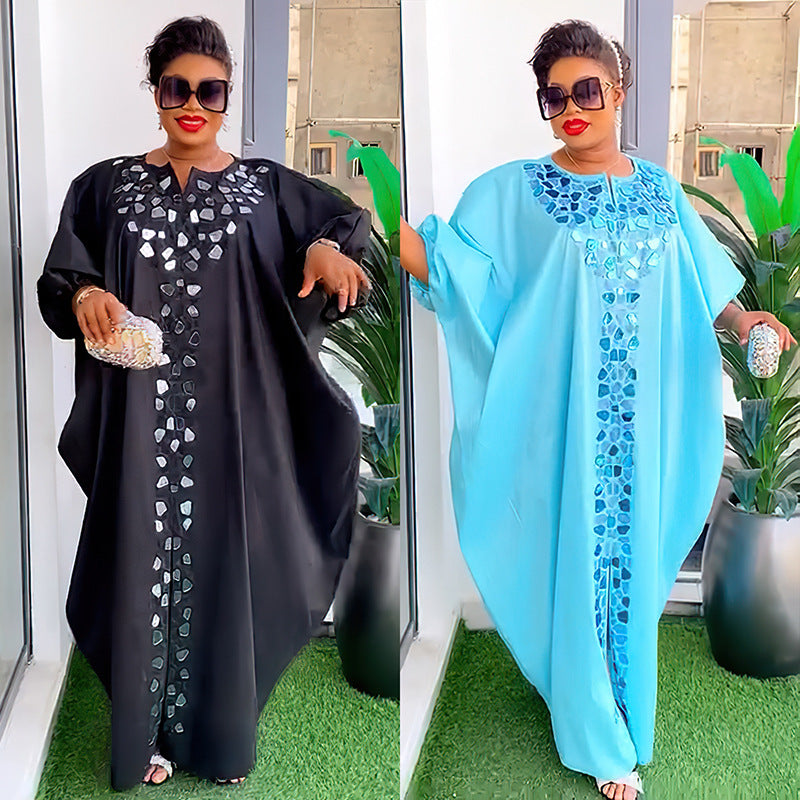 Habit :Robe ample à empiècements brodés pour femme