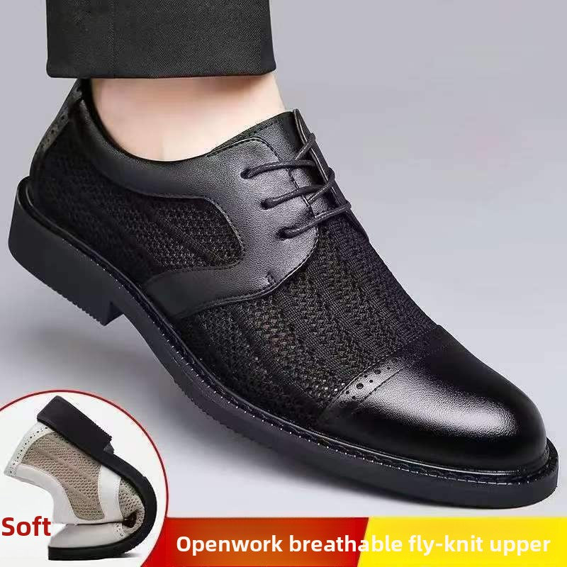 Chaussures decontractees en cuir et maille respirante pour hommes