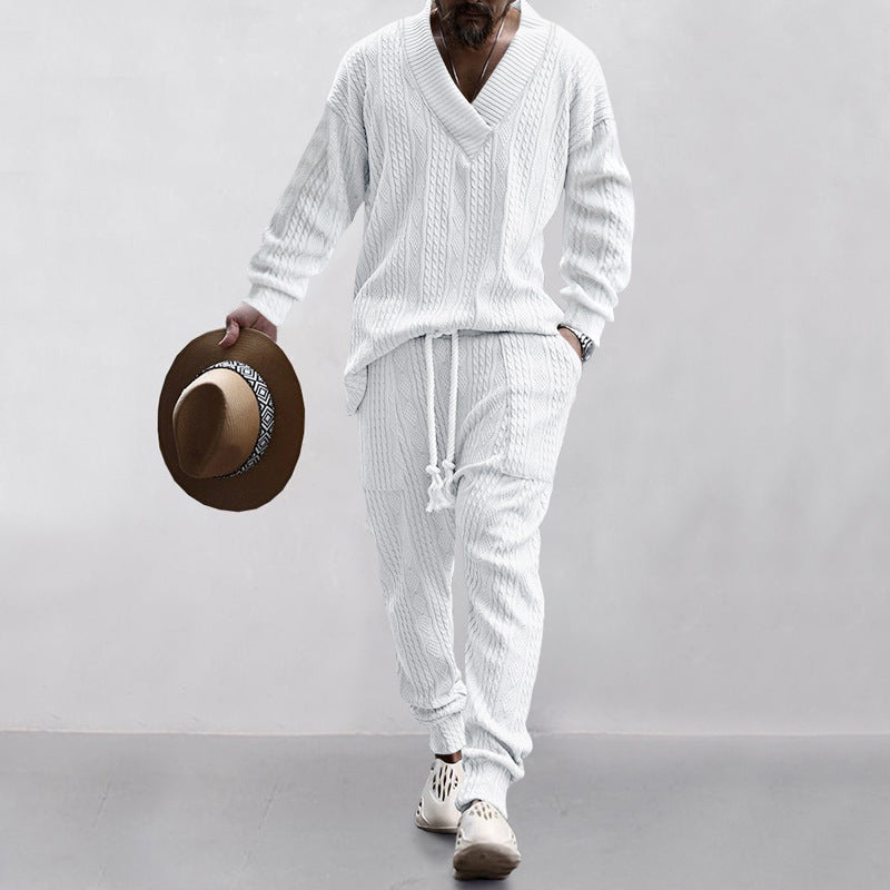 Costume décontracté pour hommes en maille jacquard