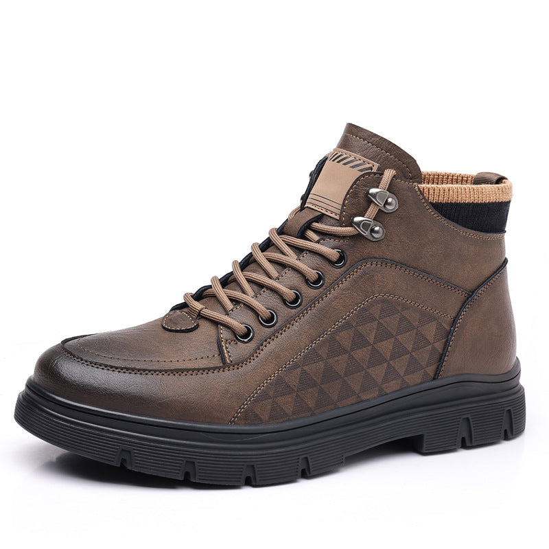Bottes en cuir velours pour hommes, montantes, chaudes, pour l'hiver
