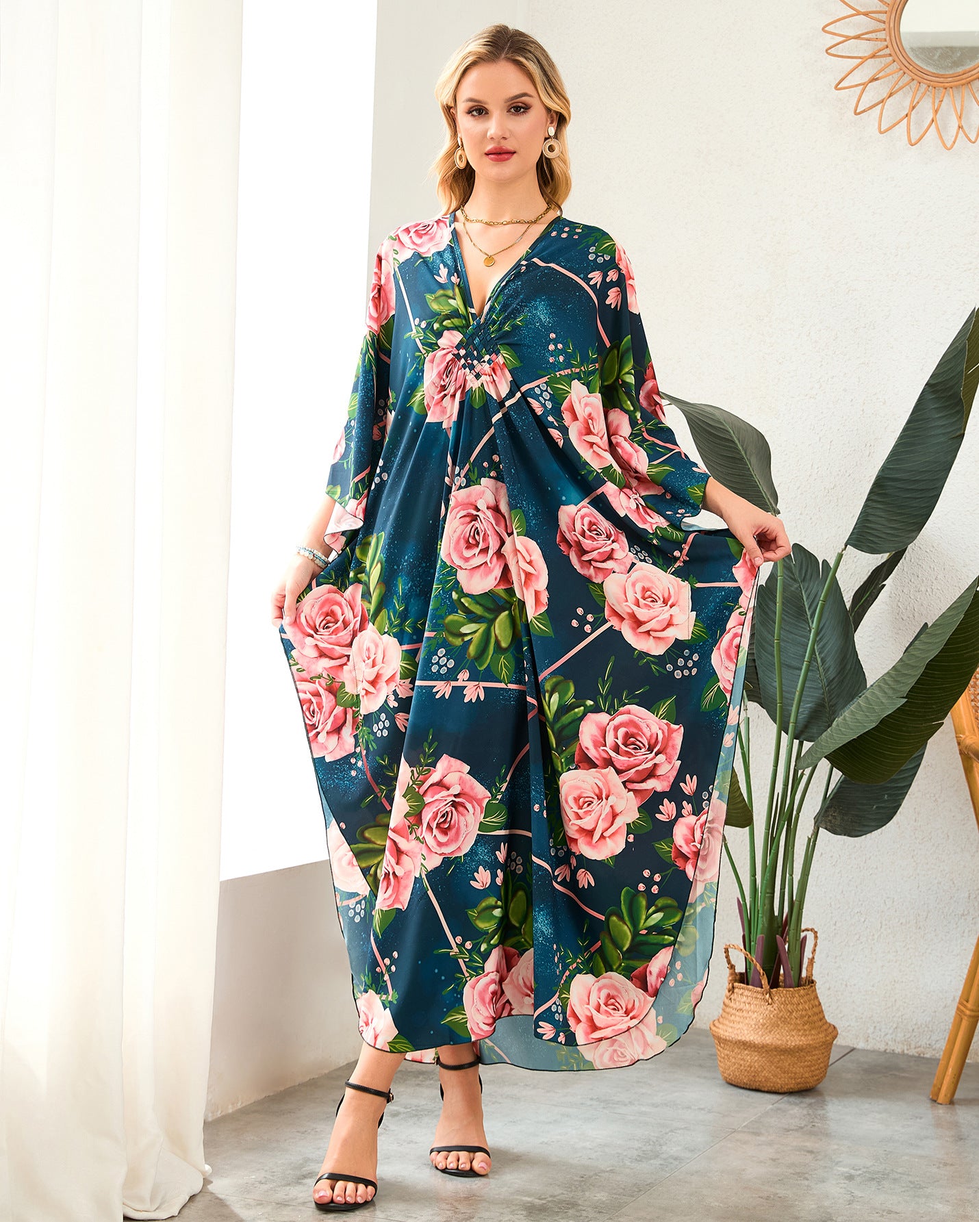 Robe de plage à encolure en V tissée