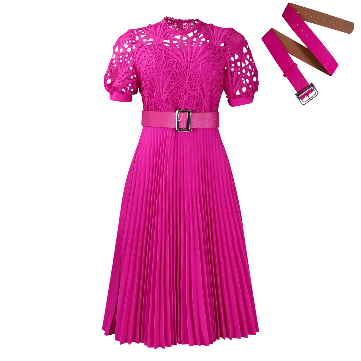 Robe à capuche plissée en dentelle pour femmes