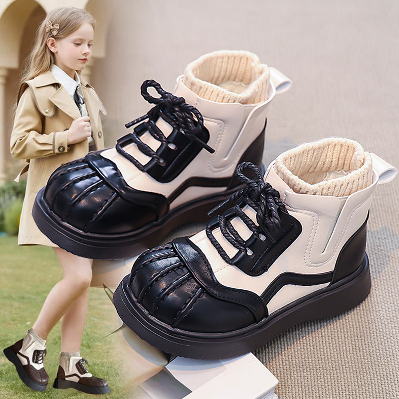 Bottines en cuir synthétique pour filles