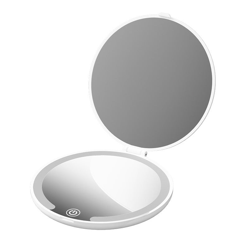 Miroir de maquillage portable à LED avec loupe