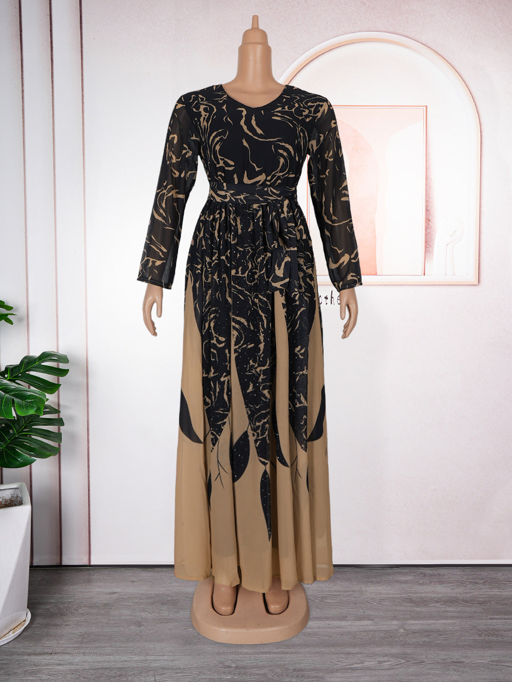 robe longue en mousseline imprimée