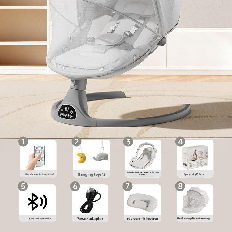 Fauteuil à bascule électrique pour bébé avec commande par application Bluetooth