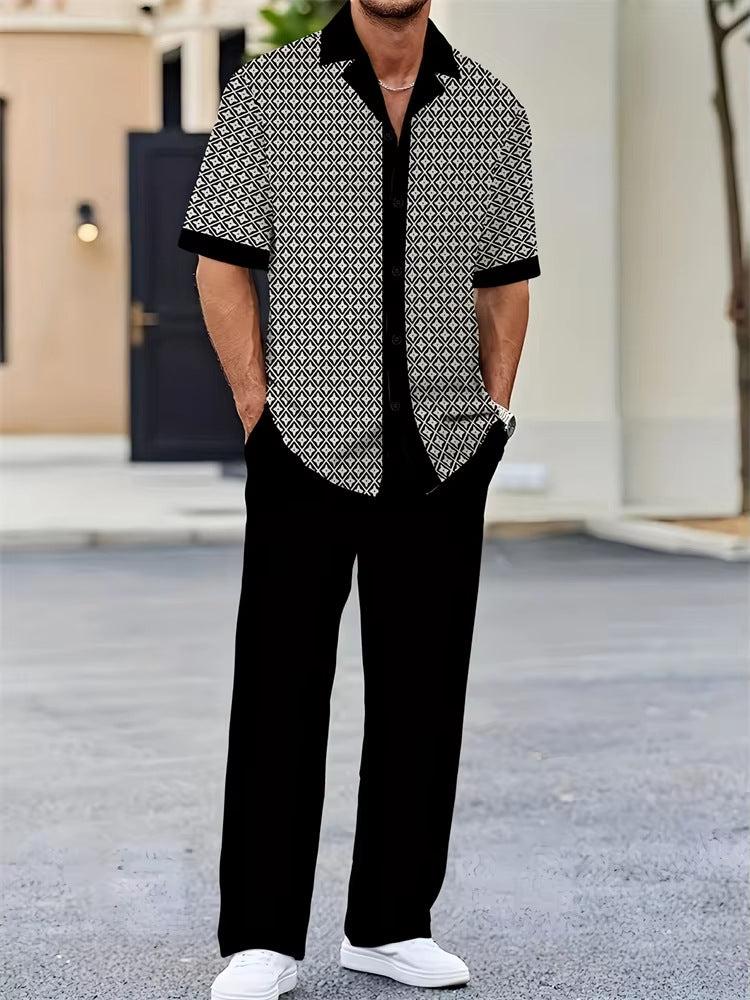Habit :Chemise en cardigan boutonné pour homme à la plage, pantalon décontracté