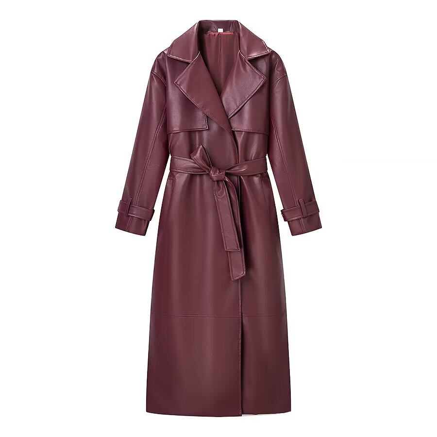Manteau long rétro américain avec ceinture