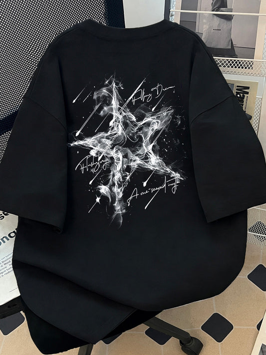 T-shirt en coton imprimé à épaules tombantes