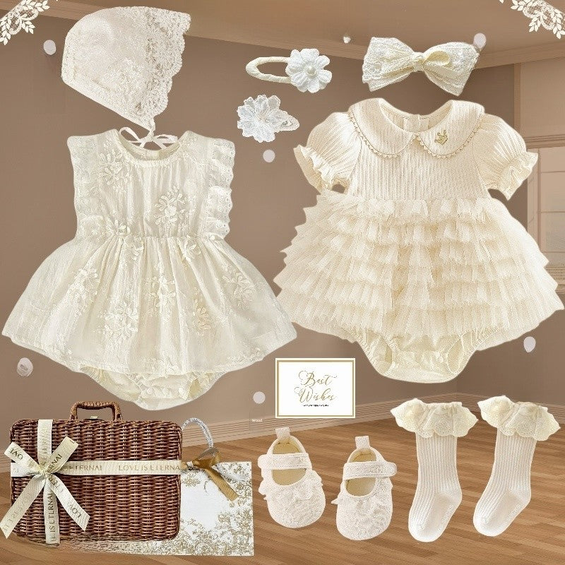 Ensemble robe en dentelle pour bébé fille avec accessoires