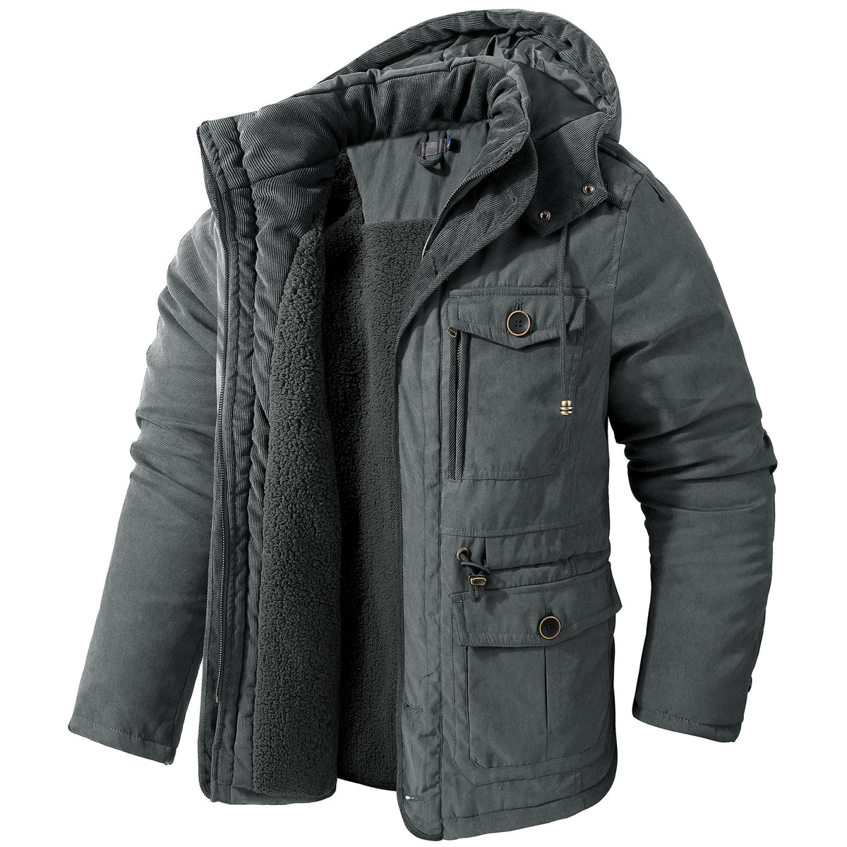 Veste en coton à capuche pour homme avec poches multiples
