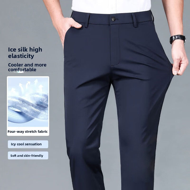 Pantalon décontracté à jambes droites élastiques pour homme