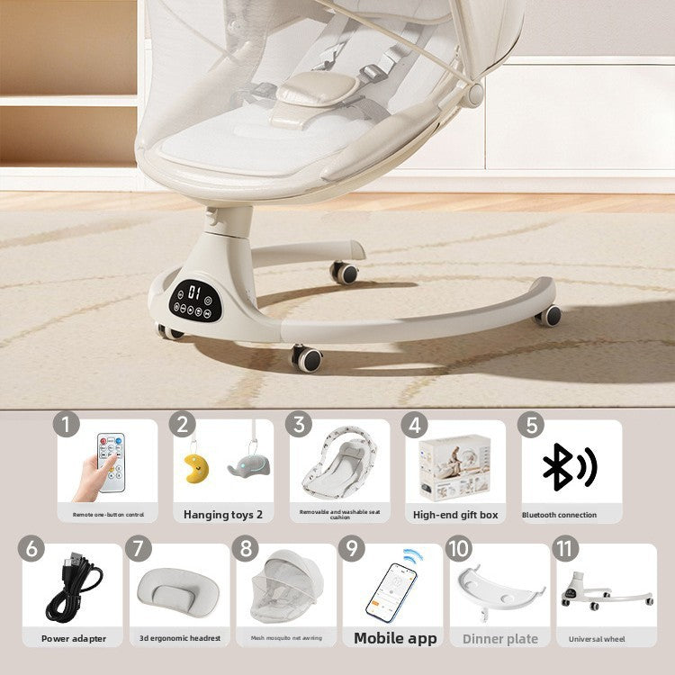 Fauteuil à bascule électrique pour bébé avec commande par application Bluetooth